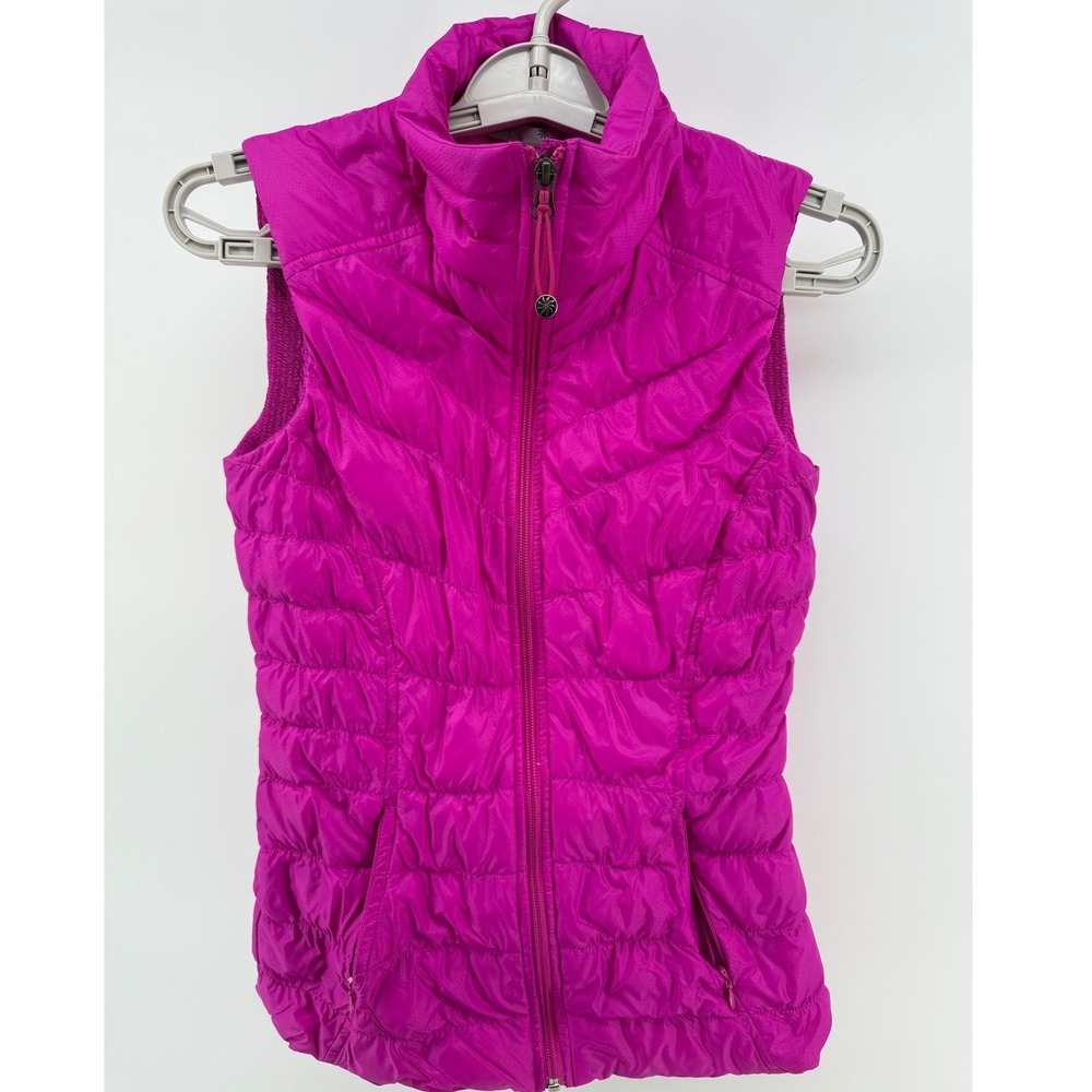 Athleta Pink Quilted Down‎ Vest Womens XXS Lightweight Zip Up Puffer